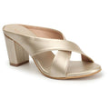 Women Criss-Cross Strap Chunky Heeled Sandals (Size-40) (Color-CREAM)